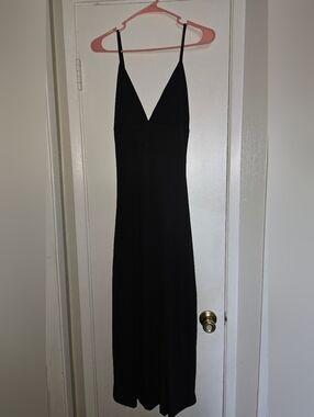Classic Black Slip Dress with V-Neck